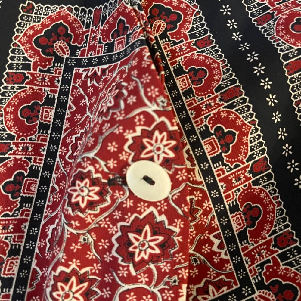 Lizsport Red Black Tapestry Print Vest Size M Boho Retro - Picture 7 of 7